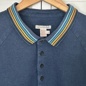 Carbon2Cobalt Men’s Size L Short Sleeve 100% Cotton Patterned Trim Polo Shirt